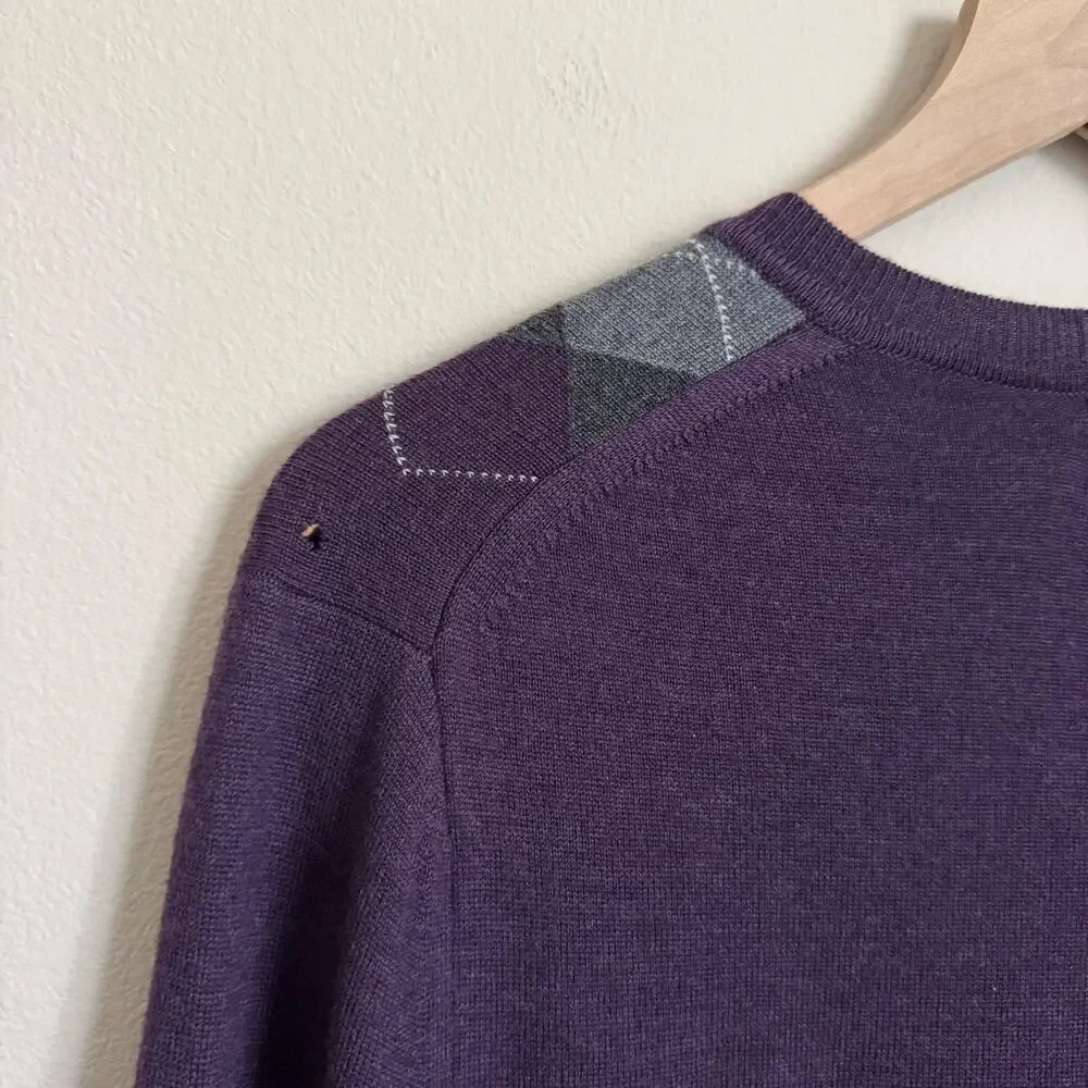 Banana Republic Mens Ultra Fine Merino Wool Argyle Sweater Size Medium Shirt Top